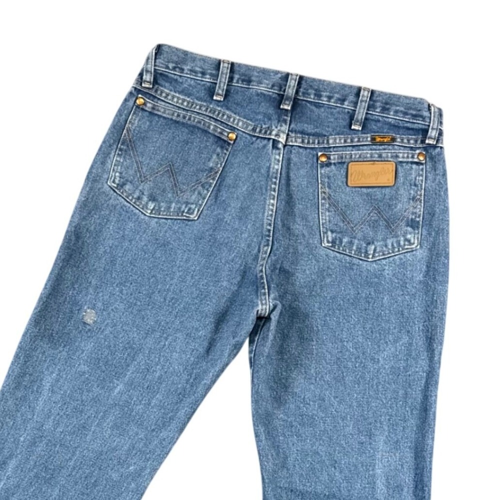 Wrangler Cowboy Cut Straight‎ Jeans 33x32 Blue Denim Workwear Distressed
